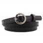 유광 원형버클 슬림 가죽 벨트(블랙)