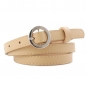 유광 원형버클 슬림 가죽 벨트(베이지)