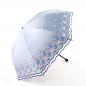퀸브릴 자외선차단 레이스 플라워 2단 양산 Y-03 (스카이)