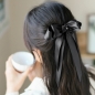 [엔젤슈슈] 새틴 롱리본 자동 헤어핀(블랙)